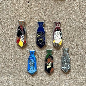 COMPLETE SET Disney Hidden Mickey 2015 Villains Neckties WITH COMPLETER